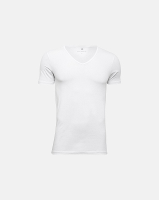 Bio-Baumwolle, Unterhemd T-Shirt mit Rundhalsausschnitt, Weiß