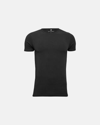 Bio-Baumwolle, Unterhemd T-Shirt mit Rundhalsausschnitt, Schwarz