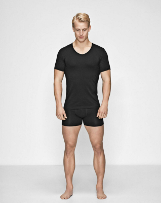 Bio-Baumwolle, Unterhemd T-Shirt mit V-Ausschnitt, Schwarz -JBS of Denmark Men