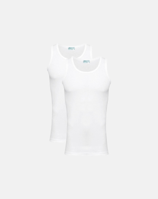 Bio-Baumwolle, Unterhemd Top, 2-pack, Weiß