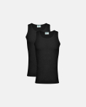 Bio-Baumwolle, Unterhemd Top, 2-pack, Schwarz