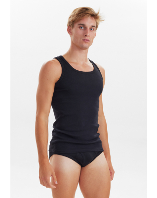Bio-Baumwolle, Unterhemd Top, 2-pack, Schwarz