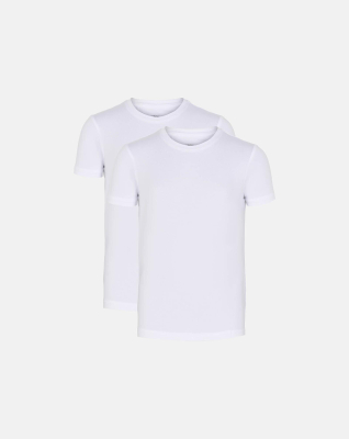 Bambusviskose, Unterhemd T-shirt, 2-Pack, Weiß - Junge