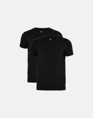 Bambusviskose, Unterhemd T-Shirt, 2-Pack, schwarz - Junge
