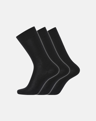 Bio-Wolle, Socken, 3-Pack, Schwarz