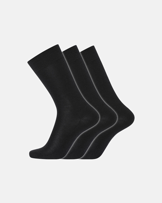 Bio-Wolle, Socken, 3-Pack, Schwarz