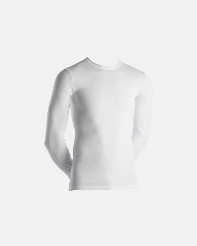 Bio-Baumwolle, Langärmelig T-Shirt "Rib", Weiß -Dovre