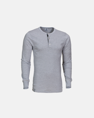 Bio-Baumwolle, Langarmshirt mit Knöpfen "Rib", Hellgrau