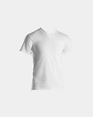 T-Shirt mit V-Ausschnitt, Bio-Baumwolle, Weiß