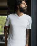 T-Shirt mit V-Ausschnitt, Bio-Baumwolle, Weiß
