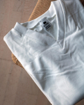 Bio-Baumwolle, T-Shirt V-neck "Jersey", Weiß -Dovre