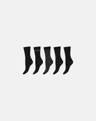 Bambusviskose, Socken, 5er-Pack, Schwarz