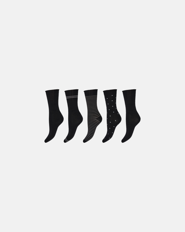 Bambusviskose, Socken, 5er-Pack, Schwarz