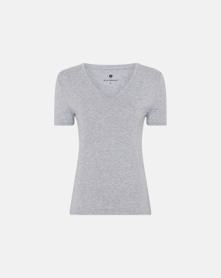 Bambus, T-Shirt v-neck "slim-fit", Grau -JBS of Denmark Women