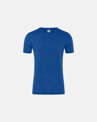 Bio-Wolle, T-Shirt, Blau mit druck -Dovre