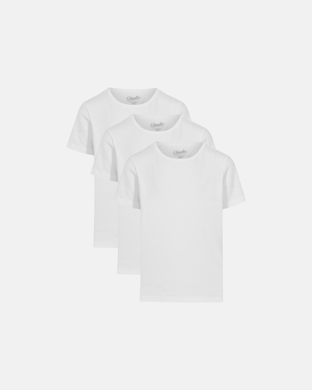 Bio-Baumwolle, T-Shirt, 3-pack, Weiß, Jungen -Claudio