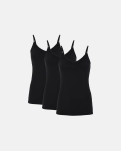 Bio-Baumwolle, Trägertop, 3-Pack, Schwarz