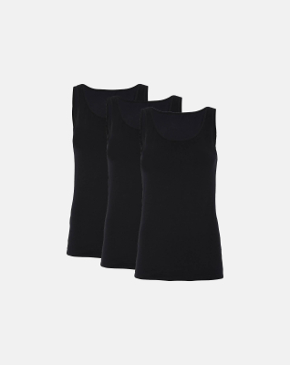 Bio-Baumwolle, Unterhemd breiter Träger, 3-Pack, Schwarz -Decoy