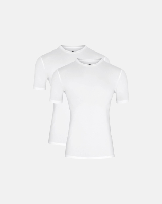 Bio-Baumwolle, Unterhemd mit Rundhalsausschnitt, 2-pack, Weiß -Dovre