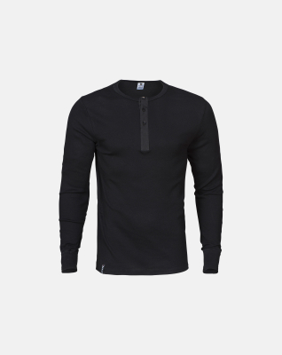 Langarmshirt "Grandad", Bio-Baumwolle, Schwarz