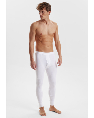 Lange Unterhose mit Eingriff, Bio-Baumwolle, Weiß