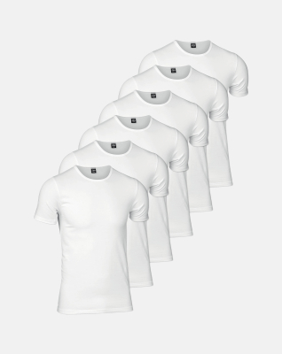 Bio-Baumwolle, Unterhemd mit Rundhalsausschnitt, 6-pack, Weiß -JBS