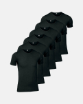 Bio-Baumwolle, Unterhemd mit Rundhalsausschnitt, 6-pack, Schwarz -JBS
