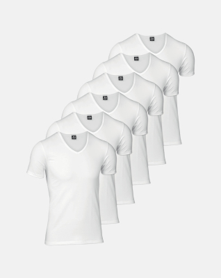 Bio-Baumwolle, Unterhemd mit V-Ausschnitt, 6-pack, Weiß -JBS