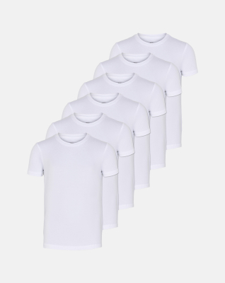 Bambusviskose, Unterhemd T-shirt, 6-Pack, Weiß - Junge -JBS