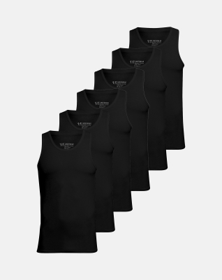 Bambusviskose, Unterhemd, 6-pack, Schwarz