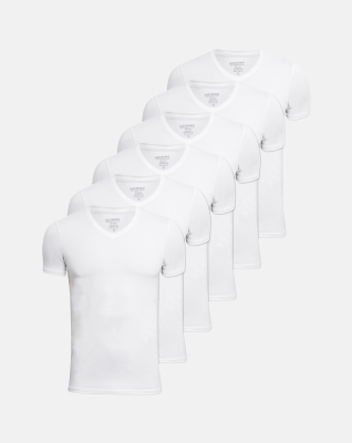 Bambusviskose, V-Ausschnitt-Unterhemd, 6-pack, Weiß