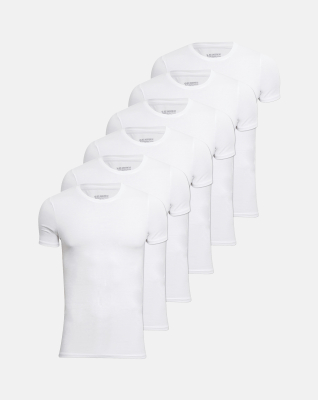 Bambusviskose, Unterhemd Rundhals, 6-pack, Weiß