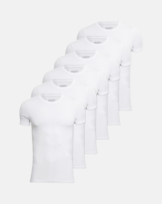 Bambus, Unterhemd mit Rundhalsausschnitt, 6-pack, Weiß -JBS