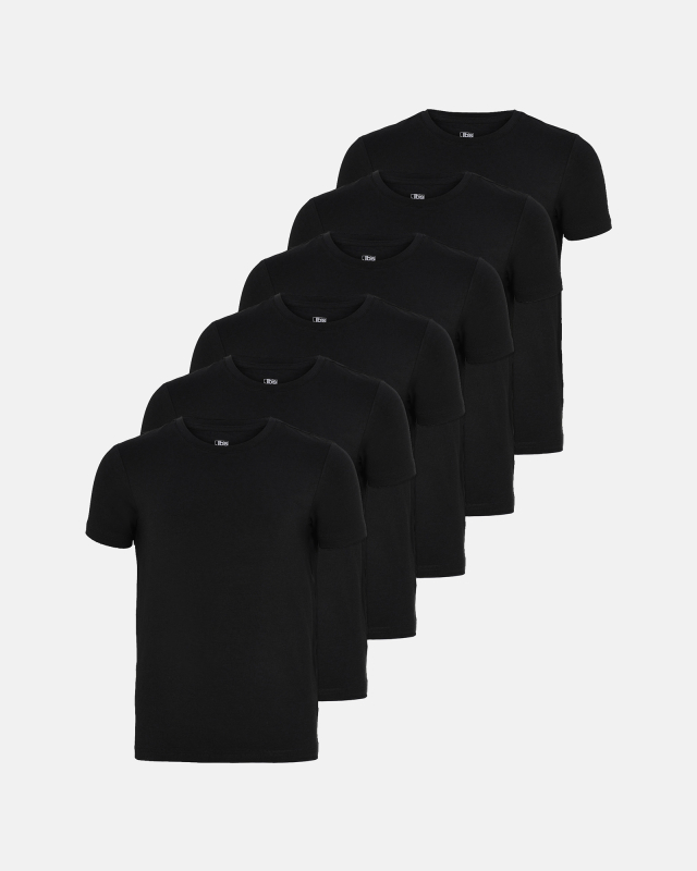 Bambusviskose, Unterhemd T-Shirt, 6-Pack, schwarz - Junge
