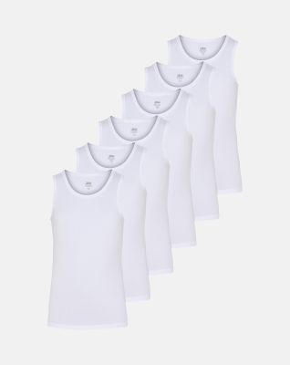 Bambusviskose, Unterhemd, 6-Pack, Weiß - Junge -JBS