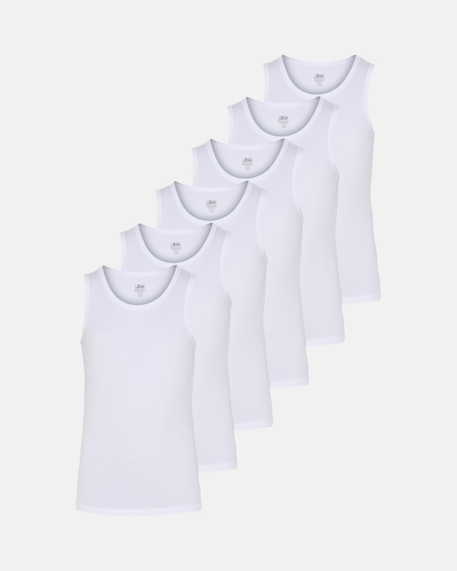 Bambusviskose, Unterhemd, 6-Pack, Weiß - Junge -JBS