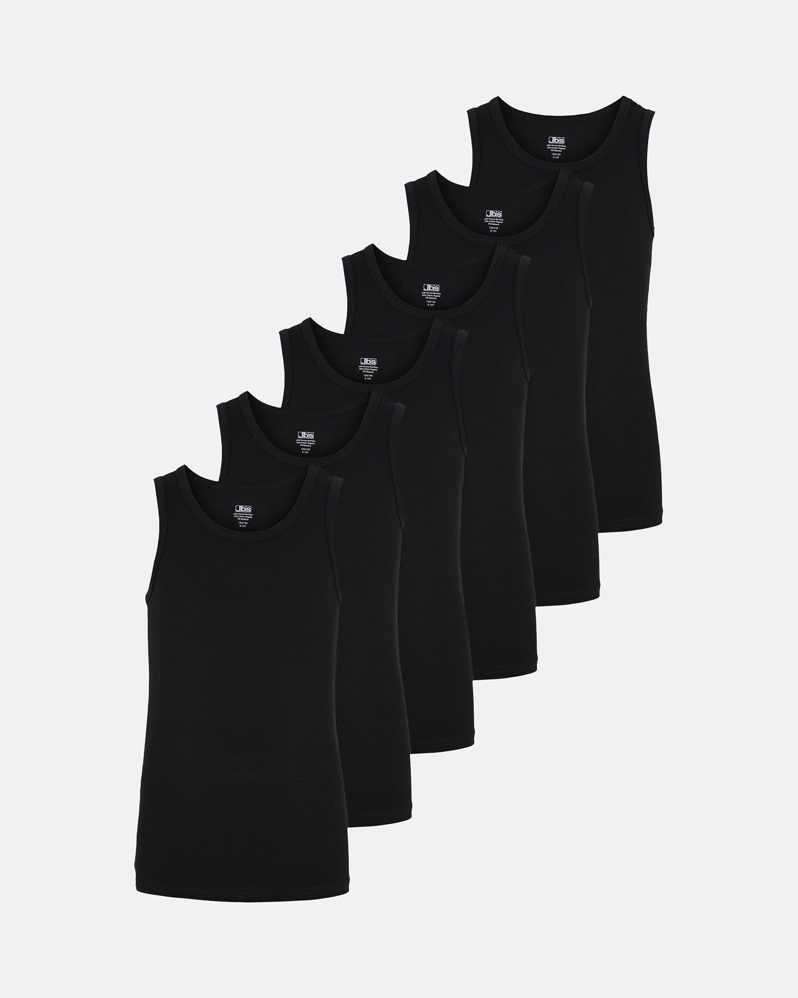 Bambusviskose, Unterhemd, 6-Pack, schwarz - Junge -JBS Bambusviskose, Unterhemd, 6-Pack, schwarz - Junge -JBS