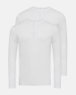 Langarmshirt m. Knöpfen 2-pack | Bio-Baumwolle | Weiß - JBS