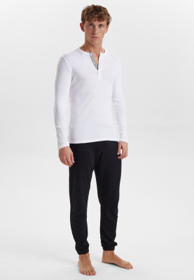 2-pack Bio-Baumwolle, Langarmshirt mit Knöpfen, Weiß