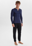 Langarmshirt m. Knöpfen 2-pack, Bio-Baumwolle, Marine