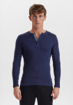 Langarmshirt m. Knöpfen 2-pack, Bio-Baumwolle, Marine