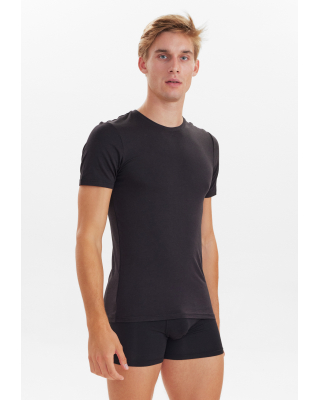 Bambusviskose, Unterhemd Rundhals, 6-pack, Schwarz