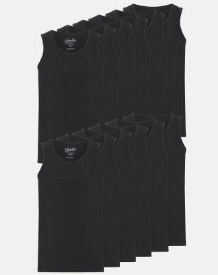 Bio-Baumwolle, Unterhemd, 12-pack, Schwarz, Jungen
