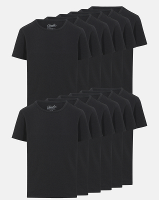 Bio-Baumwolle, T-Shirt, 12-pack, Schwarz, Jungen
