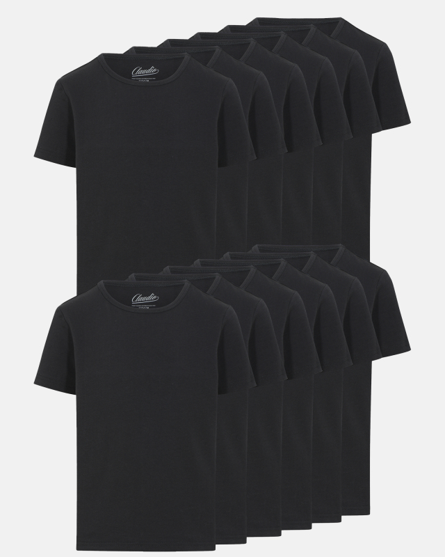 Bio-Baumwolle, T-Shirt, 12-pack, Schwarz, Jungen