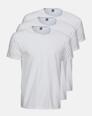 3-pack Bio-Baumwolle, T-shirt, o-neck, Weiß -Dovre
