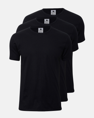 3-pack Bio-Baumwolle, T-shirt, o-neck, Schwarz -Dovre