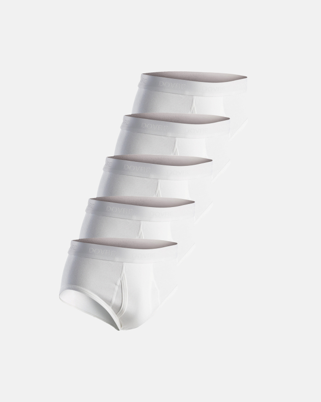 Slips m. Eingriff 5-pack, Bio-Baumwolle, Weiß