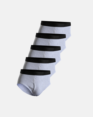 5-pack Bio-Baumwolle, Briefs mit Schlitz "Rib", Grau -Dovre
