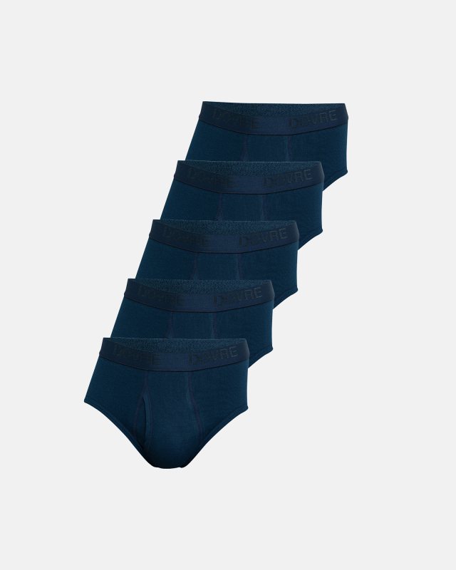 5-pack Bio-Baumwolle, Briefs mit Schlitz "Rib", Blau -Dovre